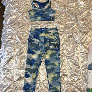 Reebok Blue and Green Leggings Athletic Wear